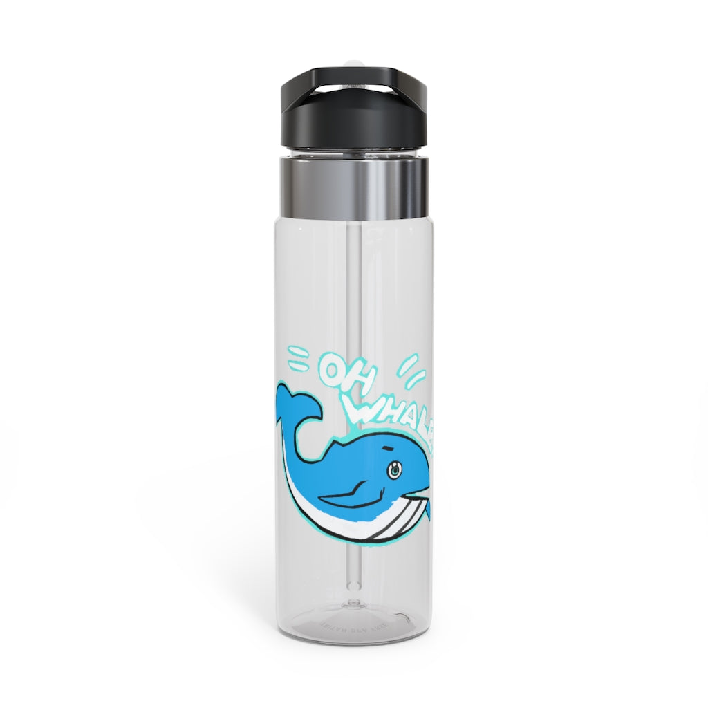 Oh Whale Kensington Tritan™ Sport Bottle, 20oz, featuring a screw-on lid, straw, and carabiner hook, made from durable BPA-free Tritan plastic.