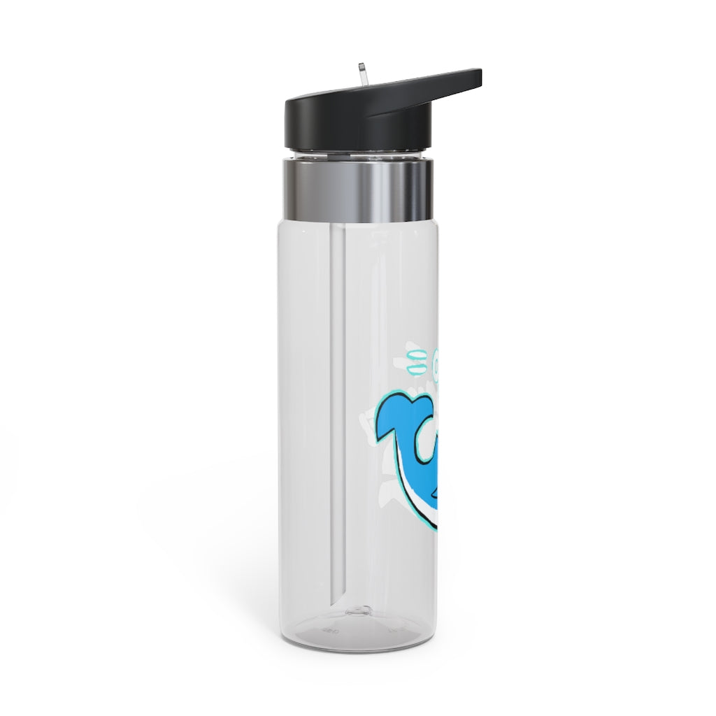 Oh Whale Kensington Tritan™ Sport Bottle, 20oz, featuring a screw-on lid, straw, and carabiner hook, made from durable BPA-free Tritan plastic.