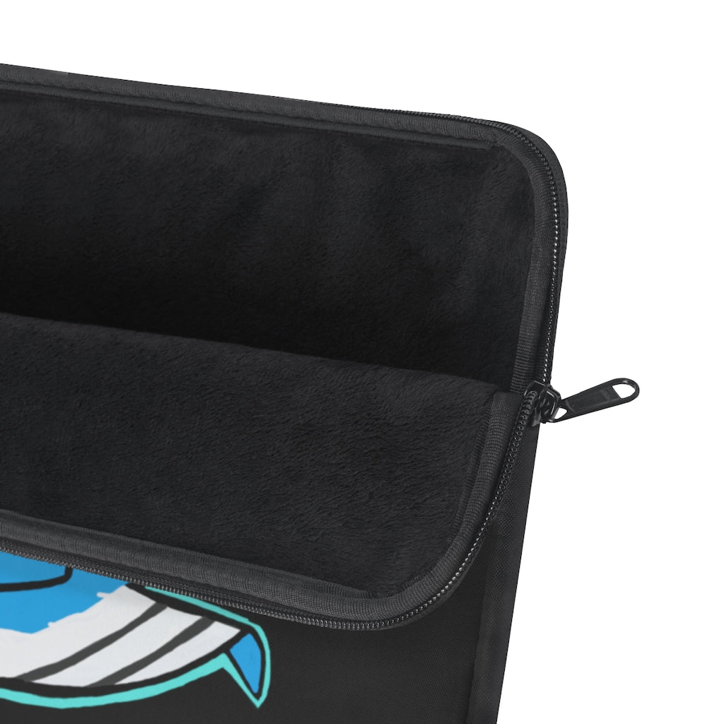 Oh Whale Laptop Sleeve featuring a stylish whale design on one side and a black polyester back, perfect for protecting laptops.