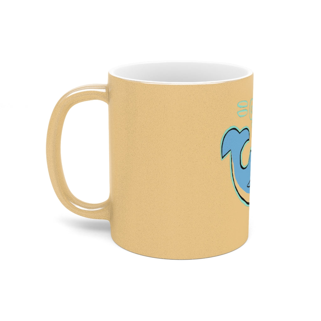 Oh Whale Metallic Mug in Silver and Gold finishes, showcasing personalized designs on both sides.