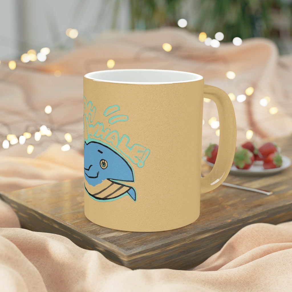 Oh Whale Metallic Mug in Silver and Gold finishes, showcasing personalized designs on both sides.