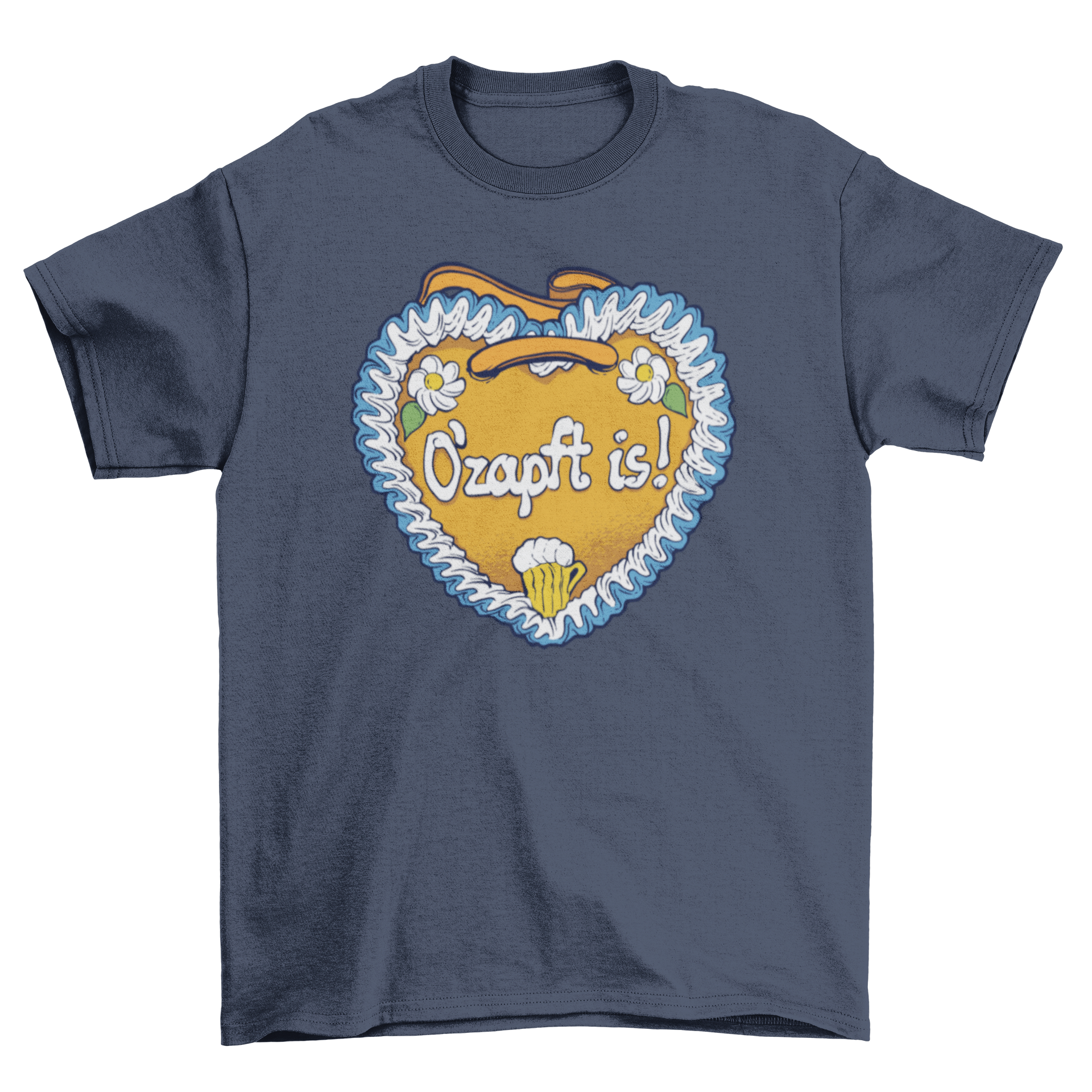 Oktoberfest Gingerbread Heart T-shirt featuring O'ZAPFT IS! design, perfect for festival celebrations.