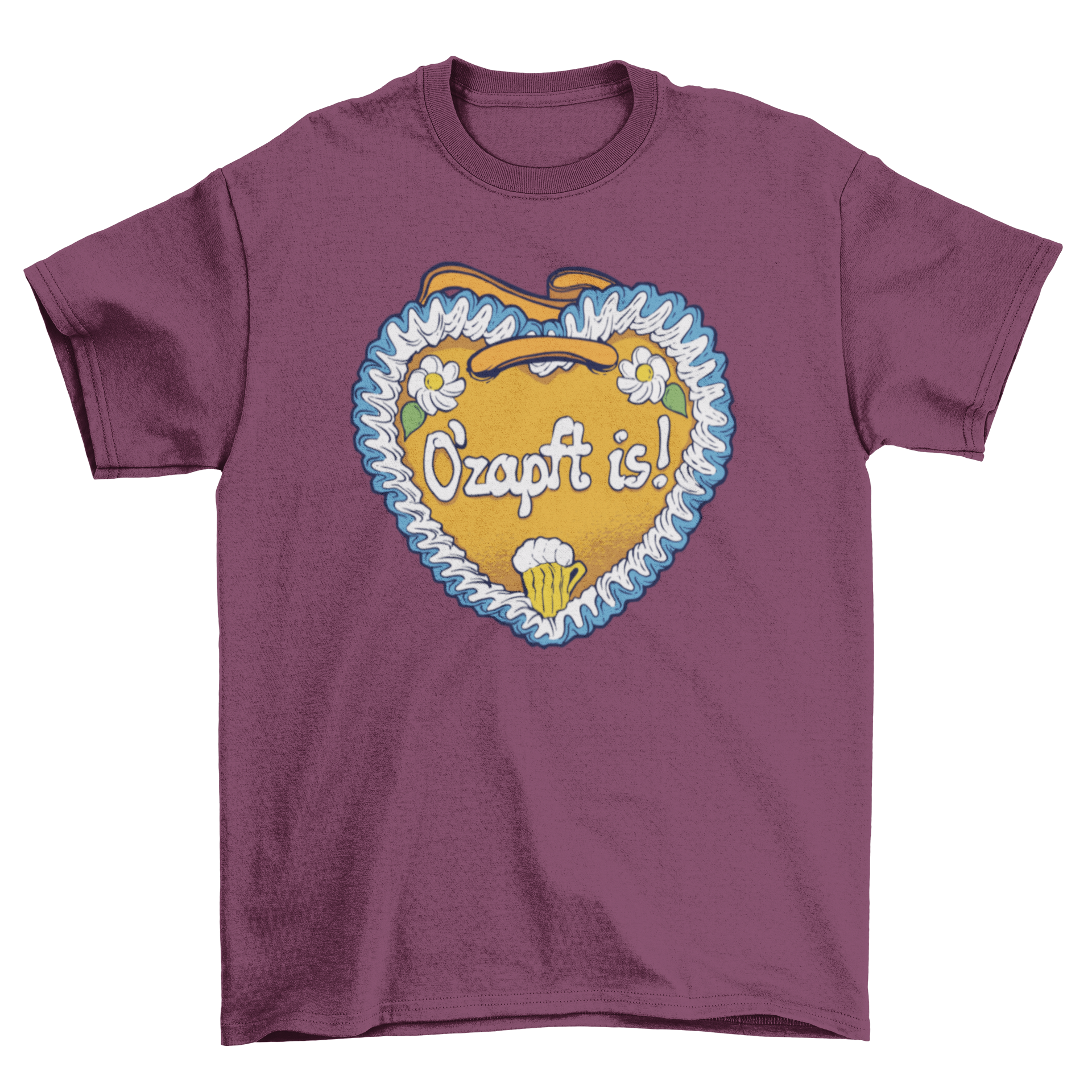 Oktoberfest Gingerbread Heart T-shirt featuring O'ZAPFT IS! design, perfect for festival celebrations.