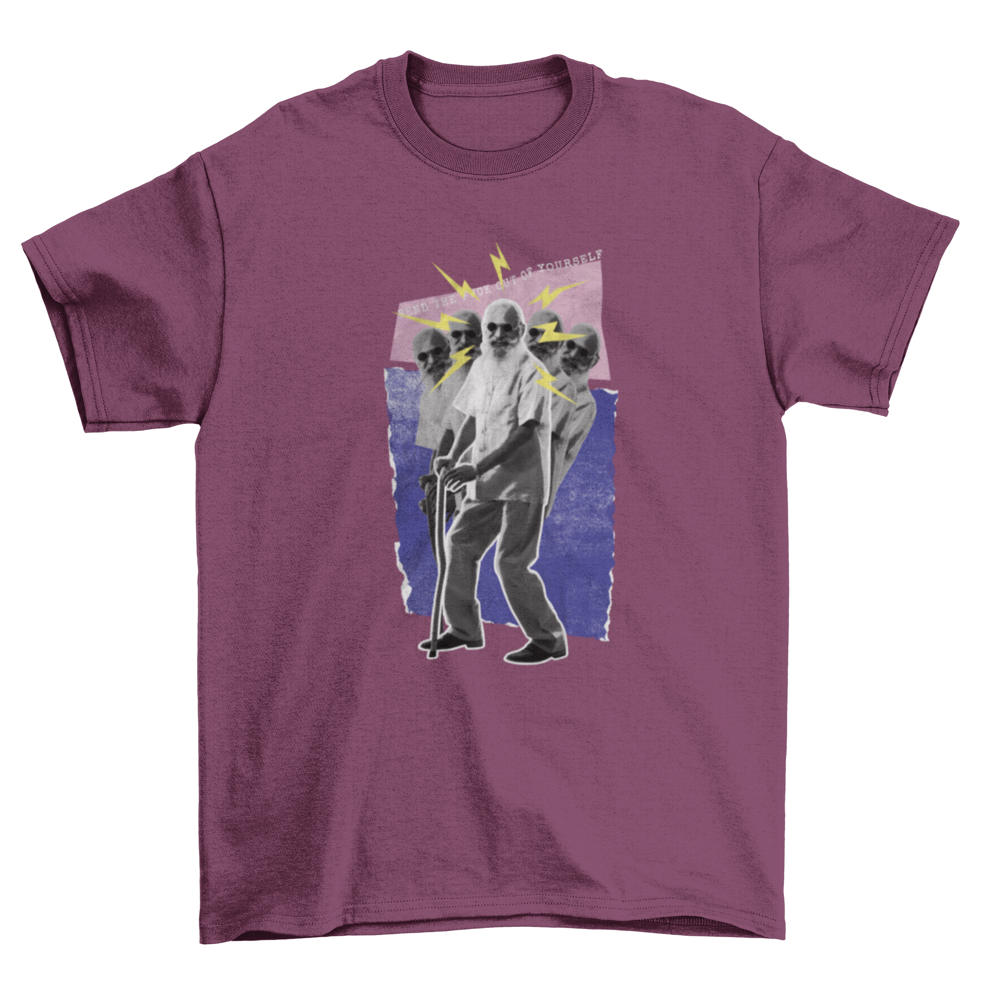 A fun t-shirt featuring an old man dancing with a cane and a humorous quote, perfect for casual wear.