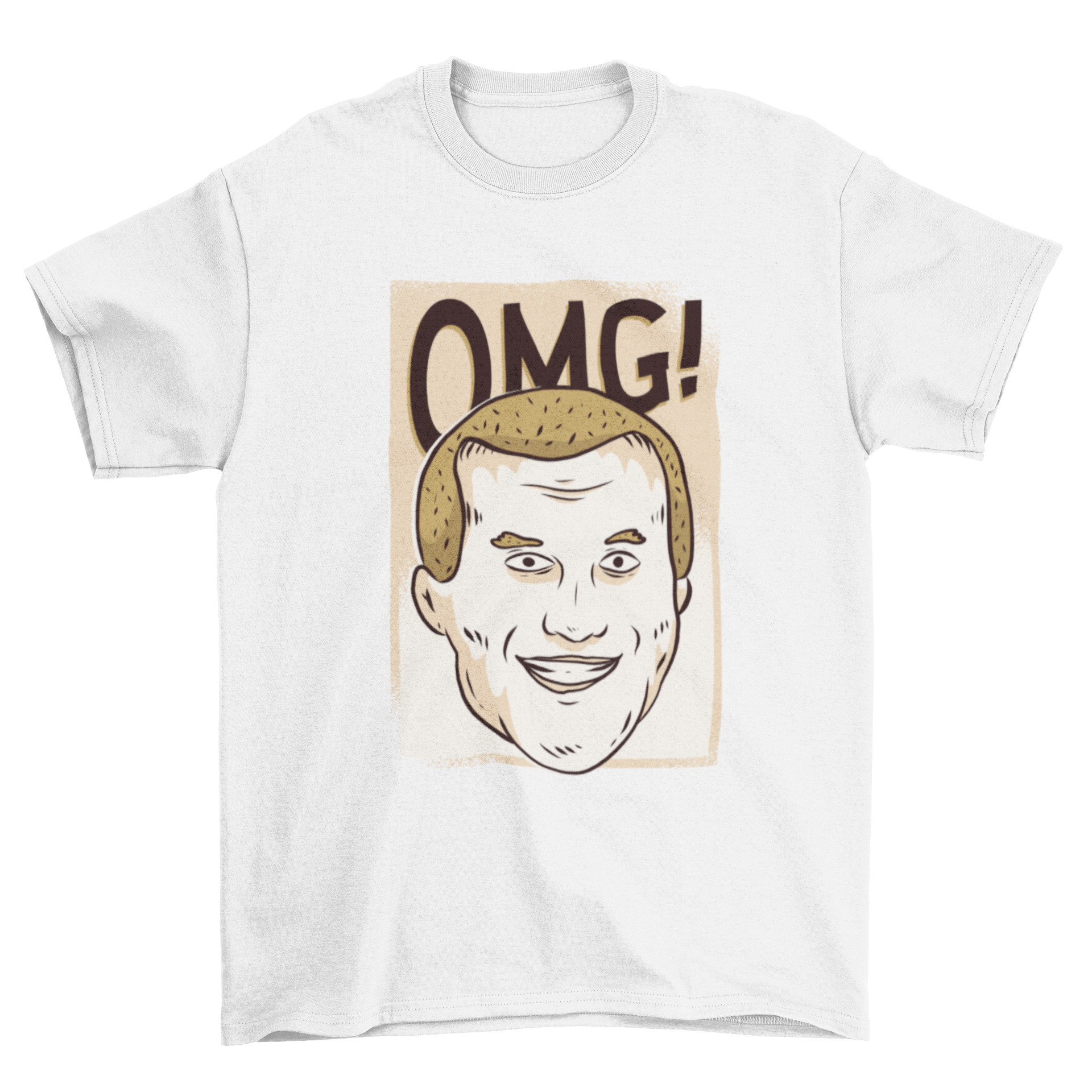 OMG Meme T-Shirt featuring an excited man with a big smile, perfect for meme lovers.