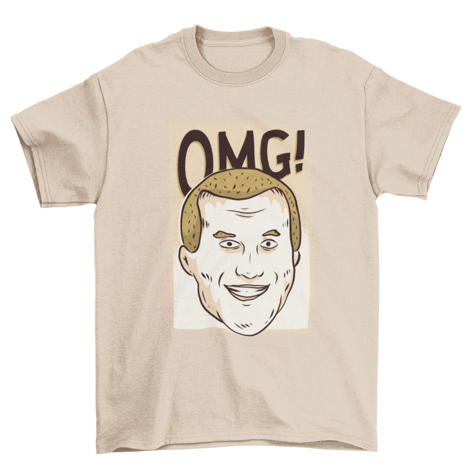 OMG Meme T-Shirt featuring an excited man with a big smile, perfect for meme lovers.