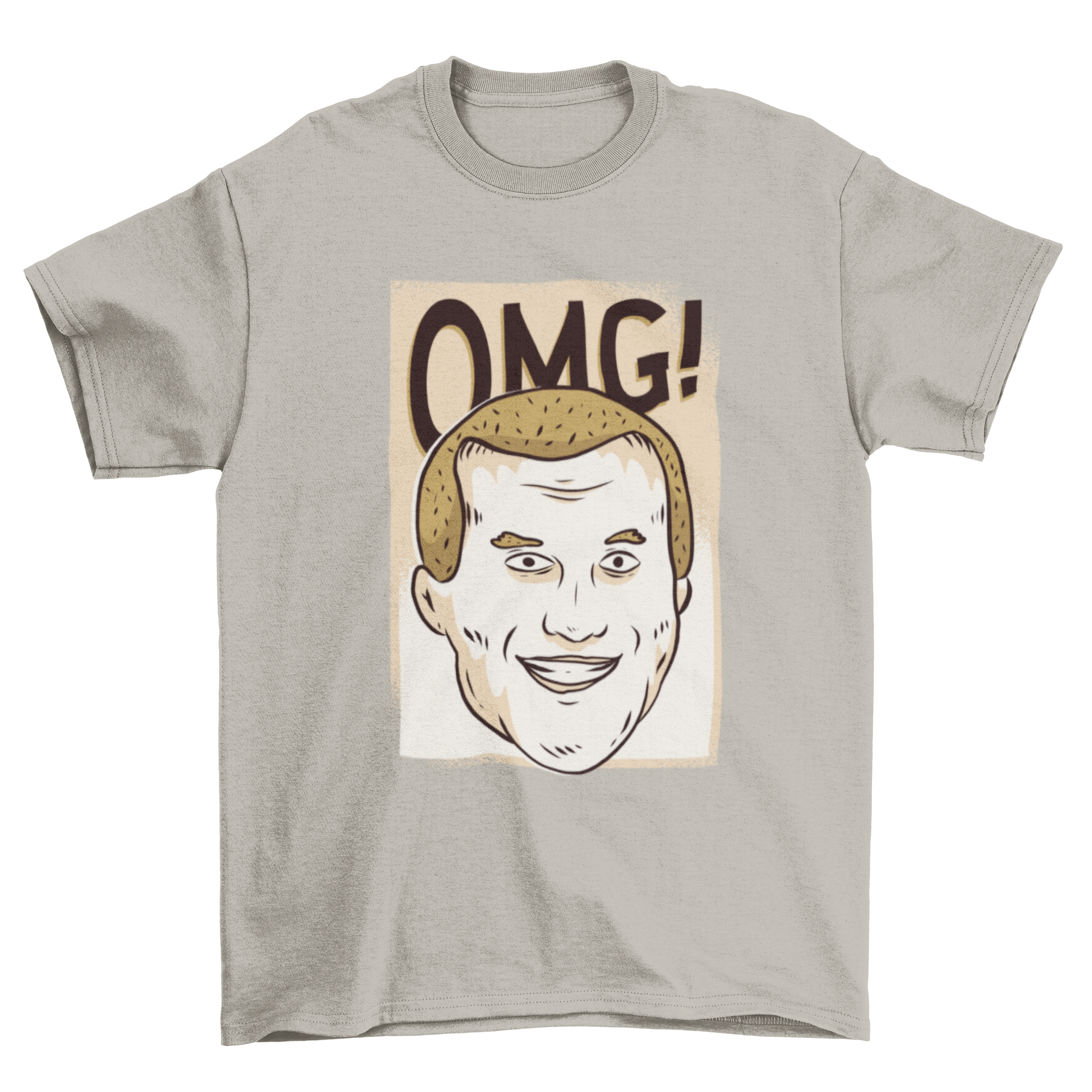 OMG Meme T-Shirt featuring an excited man with a big smile, perfect for meme lovers.