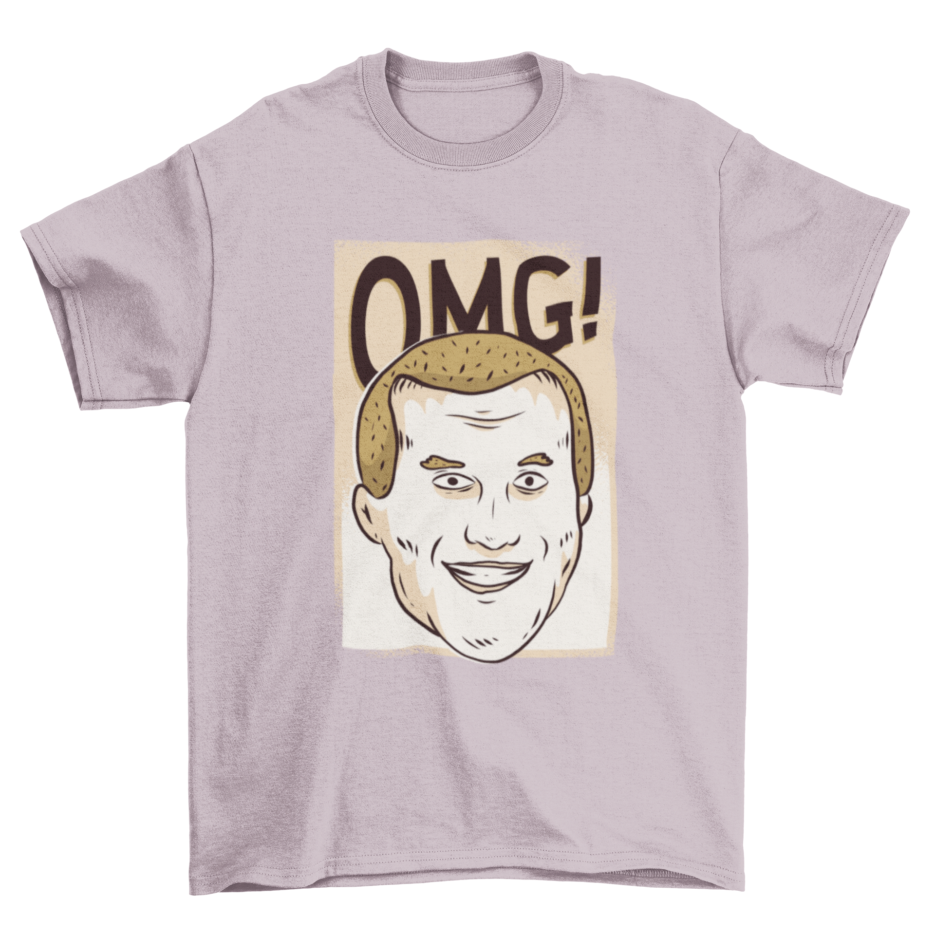 OMG Meme T-Shirt featuring an excited man with a big smile, perfect for meme lovers.