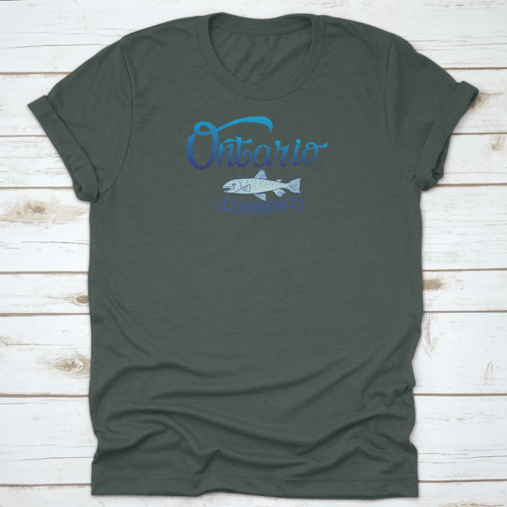 Ontario Fishing Camp shirt design featuring a classic fit, made from 100% cotton, ideal for fishing enthusiasts.