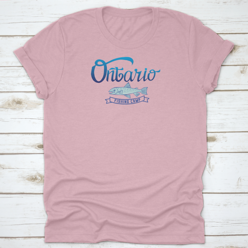 Ontario Fishing Camp shirt design featuring a classic fit, made from 100% cotton, ideal for fishing enthusiasts.