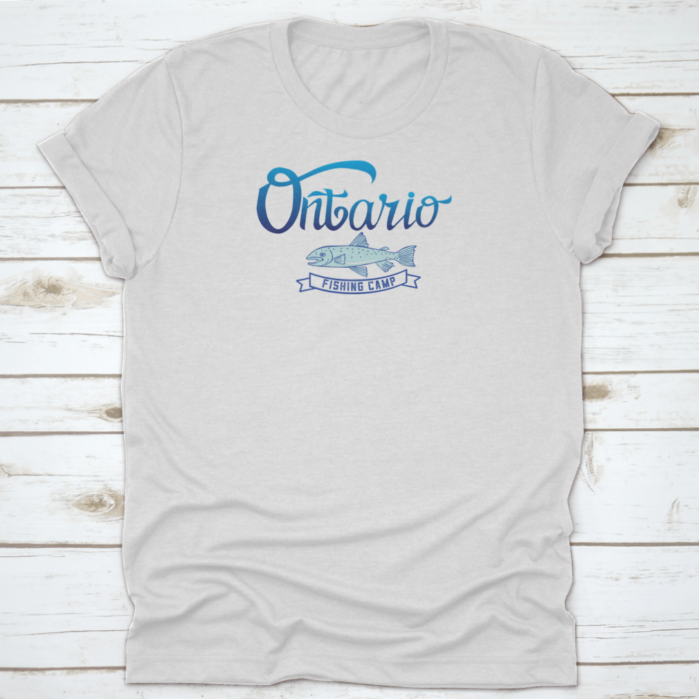 Ontario Fishing Camp shirt design featuring a classic fit, made from 100% cotton, ideal for fishing enthusiasts.