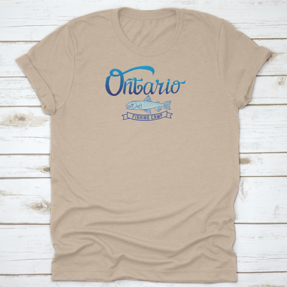 Ontario Fishing Camp shirt design featuring a classic fit, made from 100% cotton, ideal for fishing enthusiasts.