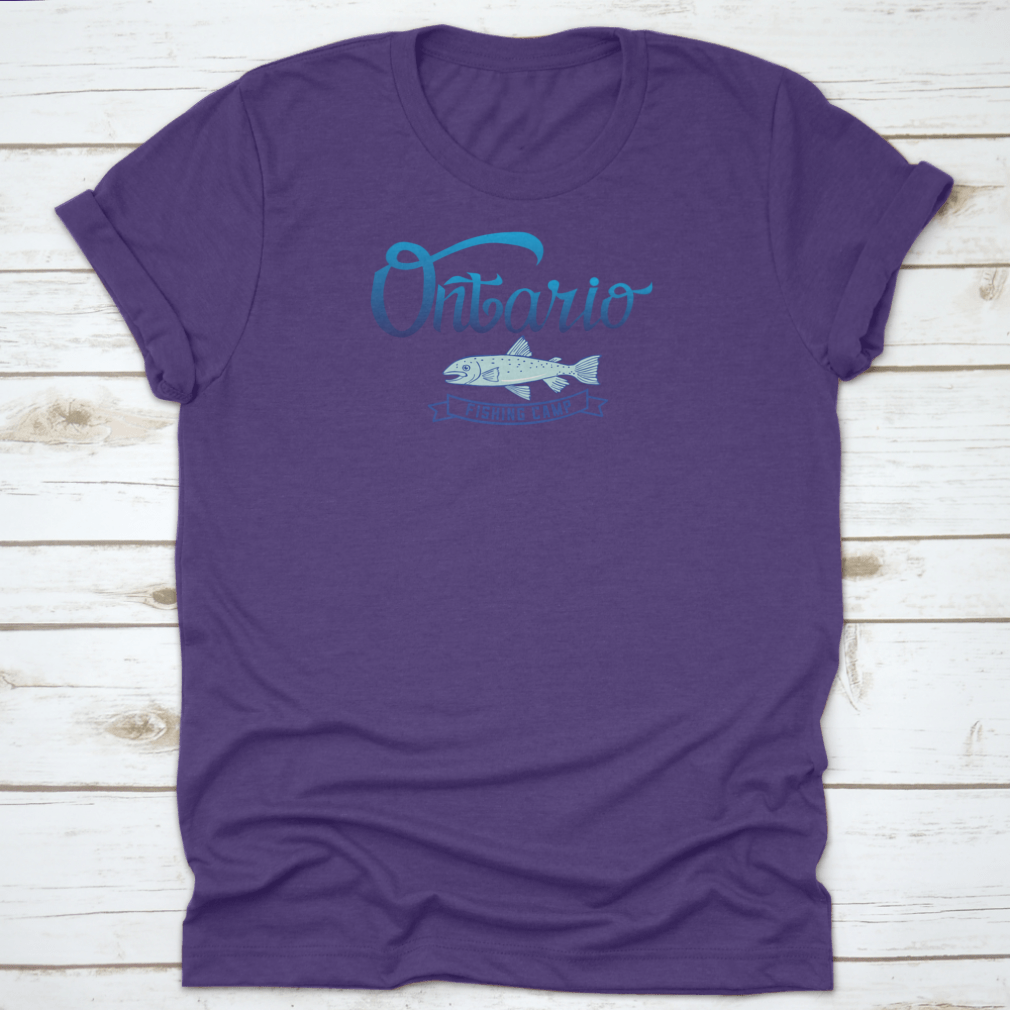 Ontario Fishing Camp shirt design featuring a classic fit, made from 100% cotton, ideal for fishing enthusiasts.