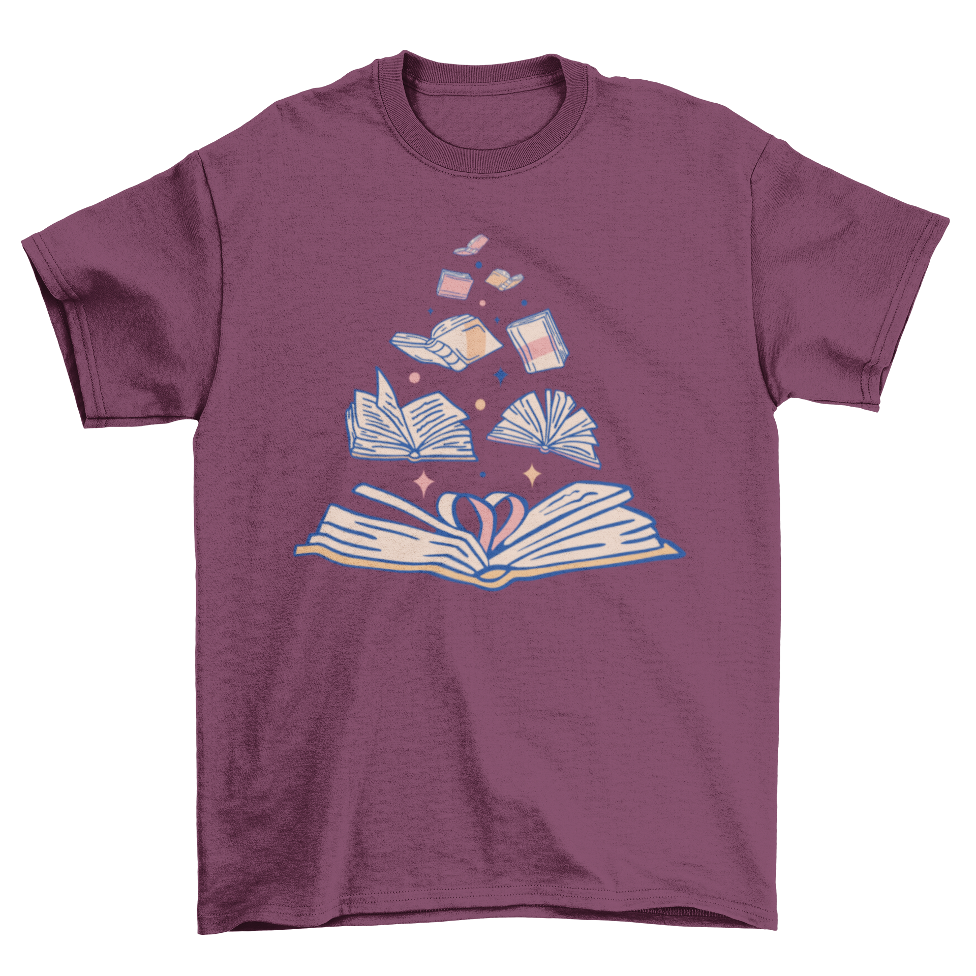 Open Books T-Shirt featuring a unique design with sparkling open books surrounded by sparkles, perfect for book lovers.