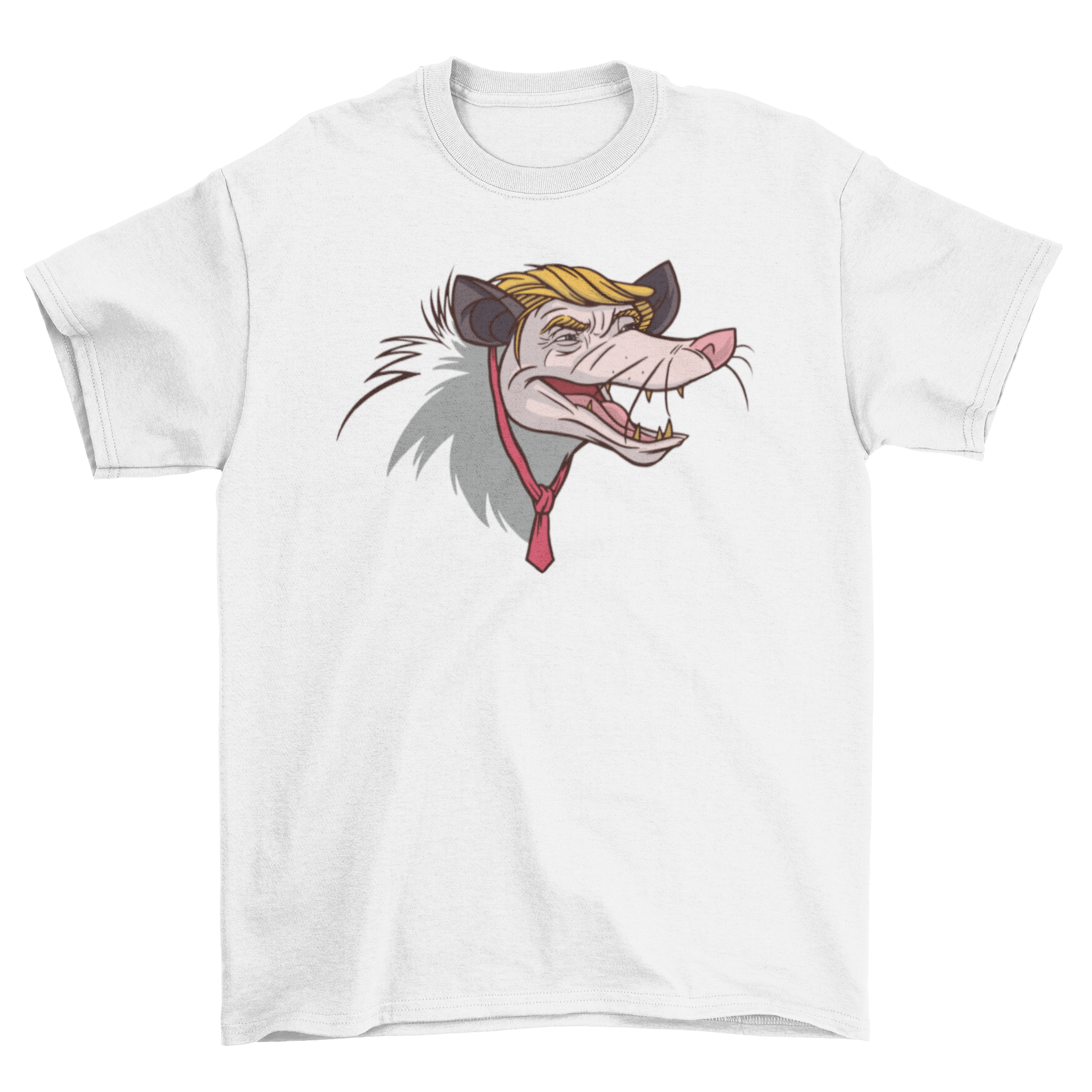 A humorous t-shirt featuring an illustration of Donald Trump as an opossum, showcasing a funny and unique design.