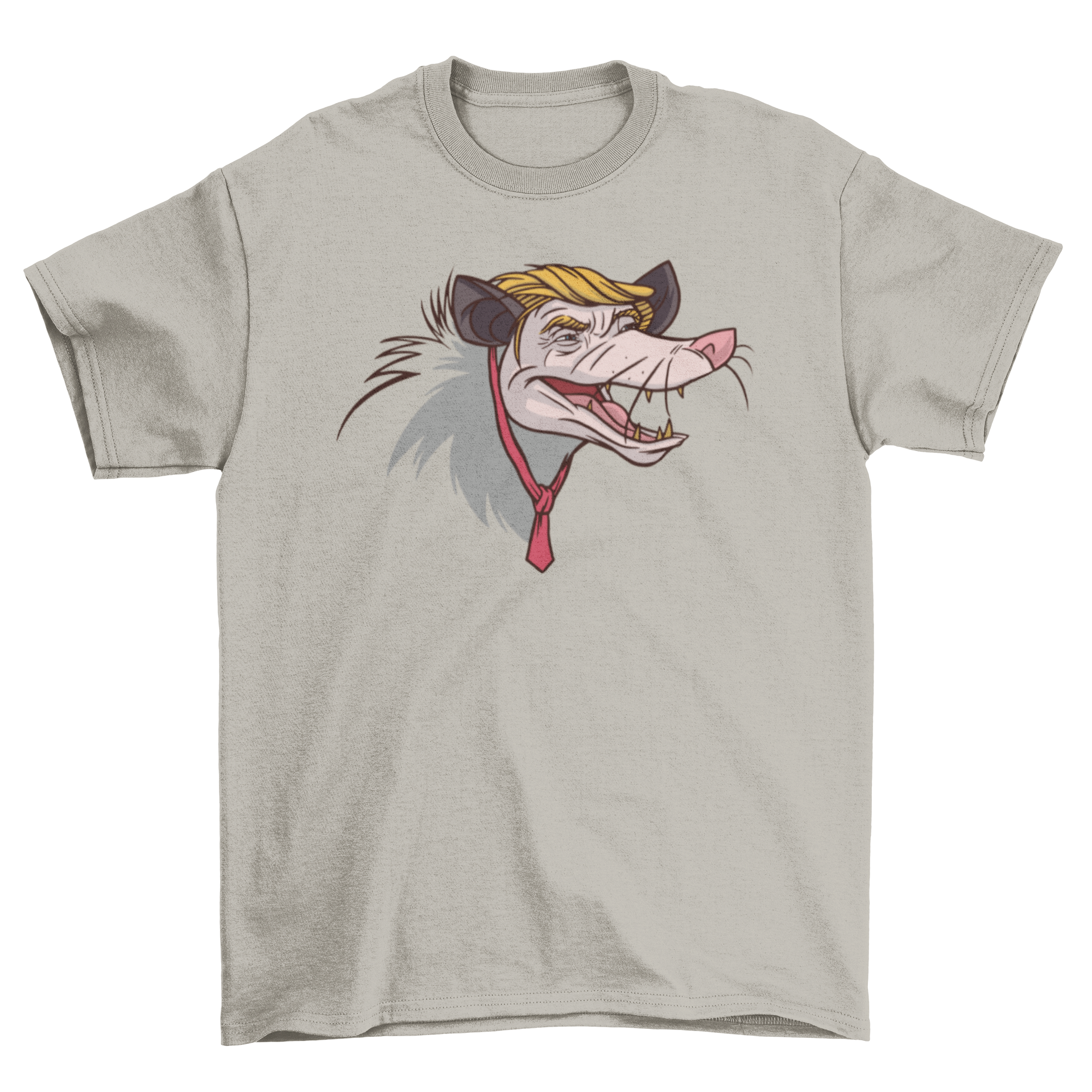 A humorous t-shirt featuring an illustration of Donald Trump as an opossum, showcasing a funny and unique design.