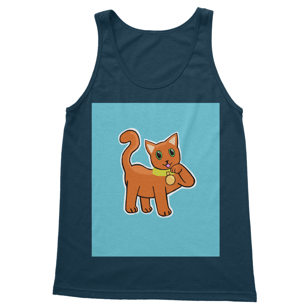 Orange Cat Classic Adult Vest Top featuring a unisex design, soft fabric, and comfortable straps, perfect for casual wear.