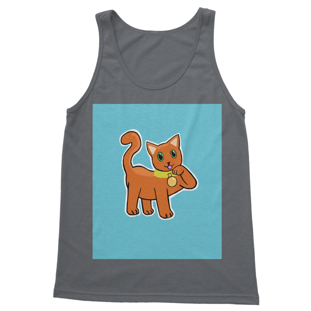 Orange Cat Classic Adult Vest Top featuring a unisex design, soft fabric, and comfortable straps, perfect for casual wear.