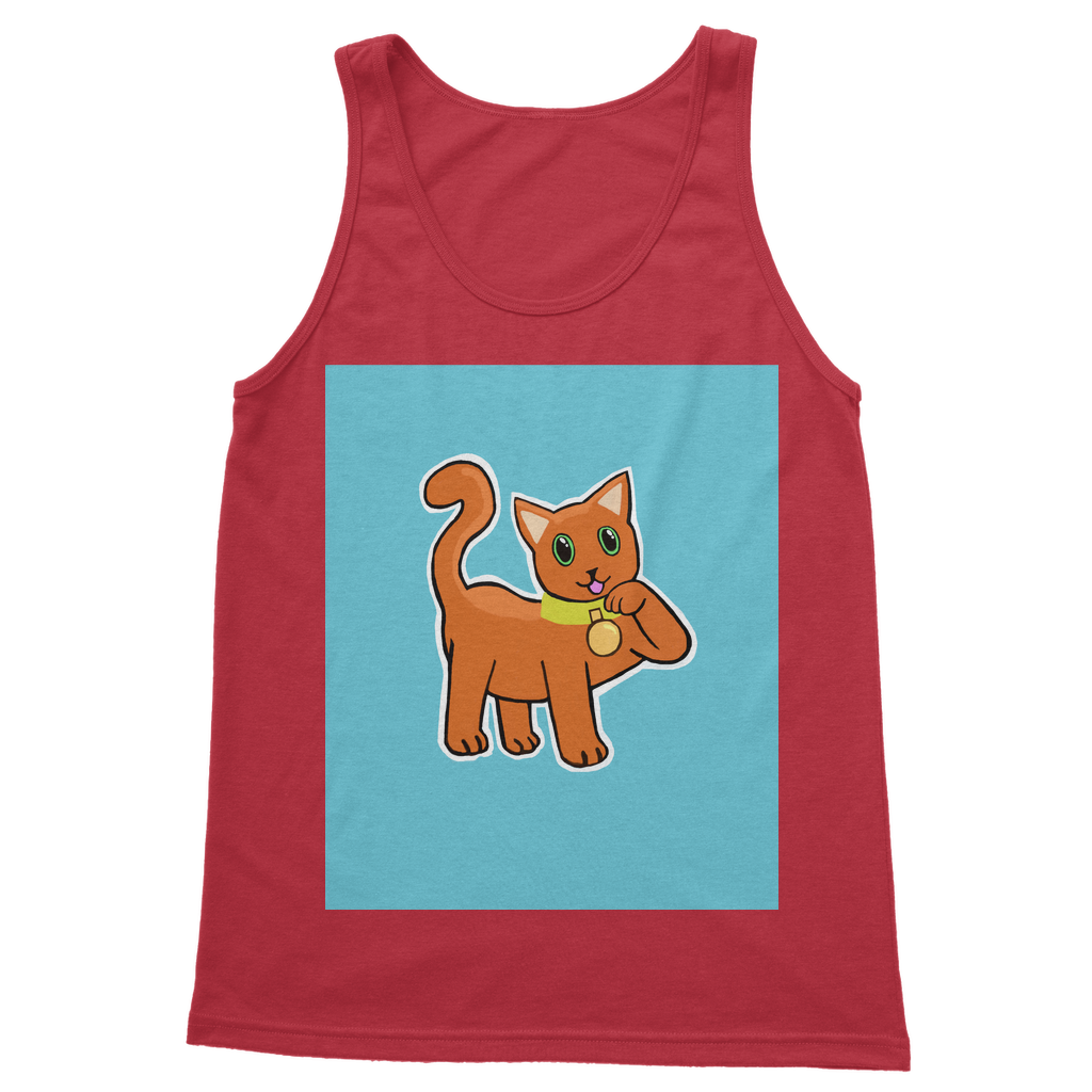 Orange Cat Classic Adult Vest Top featuring a unisex design, soft fabric, and comfortable straps, perfect for casual wear.