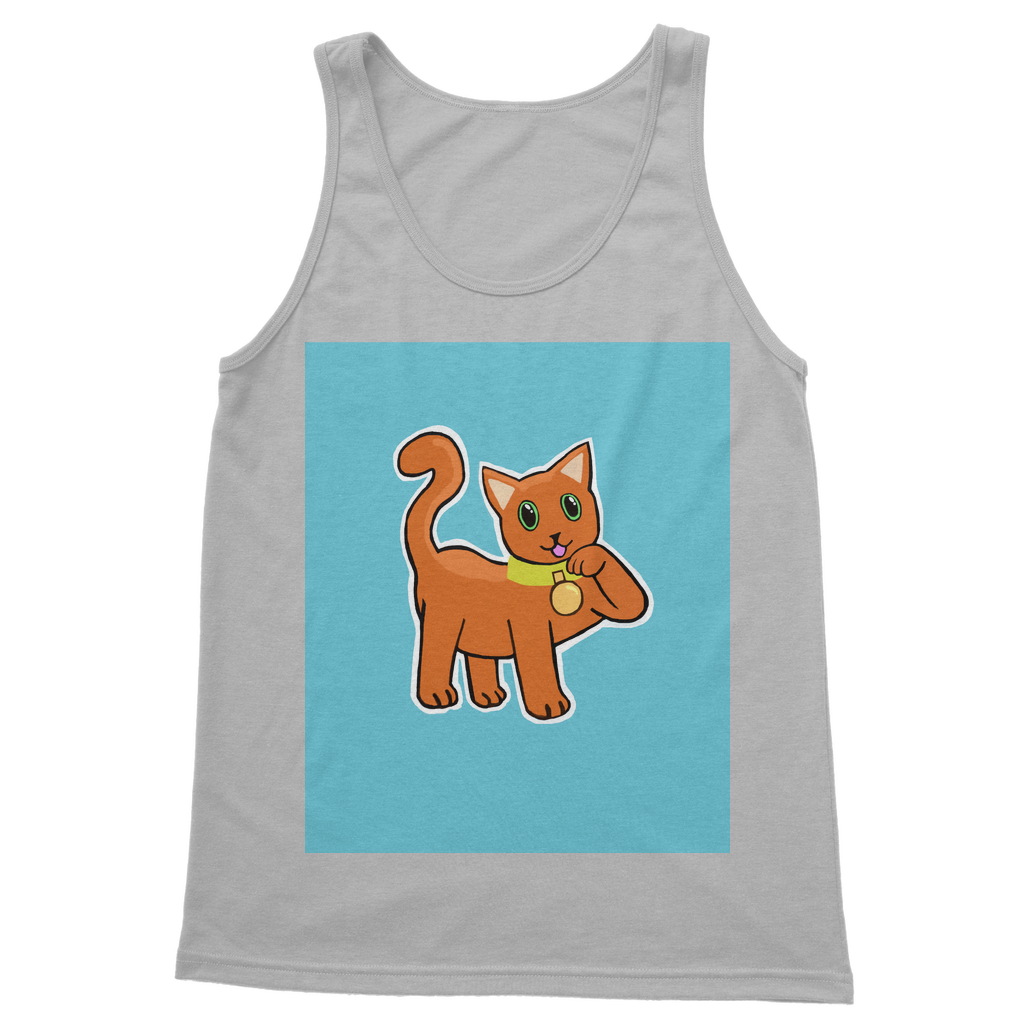 Orange Cat Classic Adult Vest Top featuring a unisex design, soft fabric, and comfortable straps, perfect for casual wear.