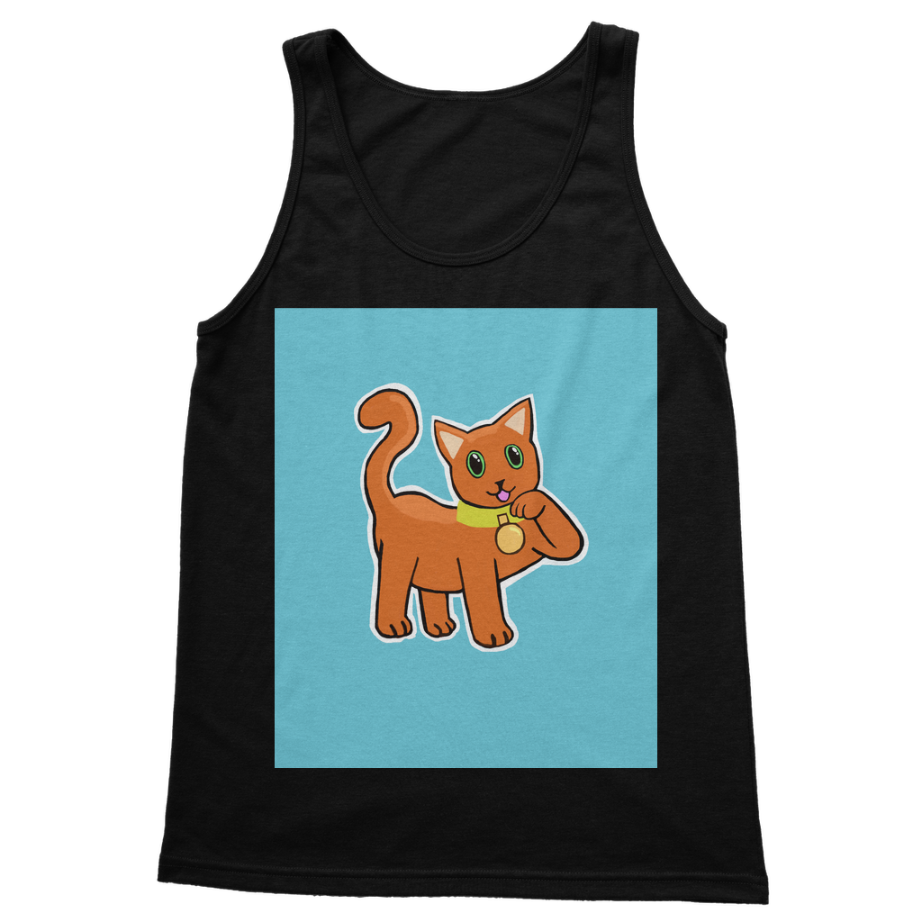 Orange Cat Classic Adult Vest Top featuring a unisex design, soft fabric, and comfortable straps, perfect for casual wear.