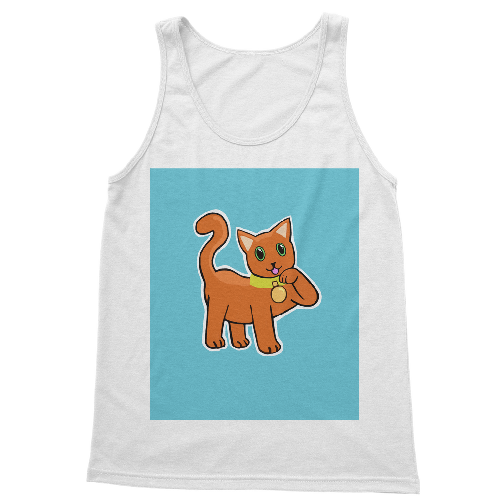 Orange Cat Classic Adult Vest Top featuring a unisex design, soft fabric, and comfortable straps, perfect for casual wear.