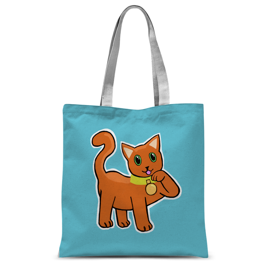 Orange Cat Classic Sublimation Tote Bag featuring a vibrant design, spacious interior, and comfortable handles.