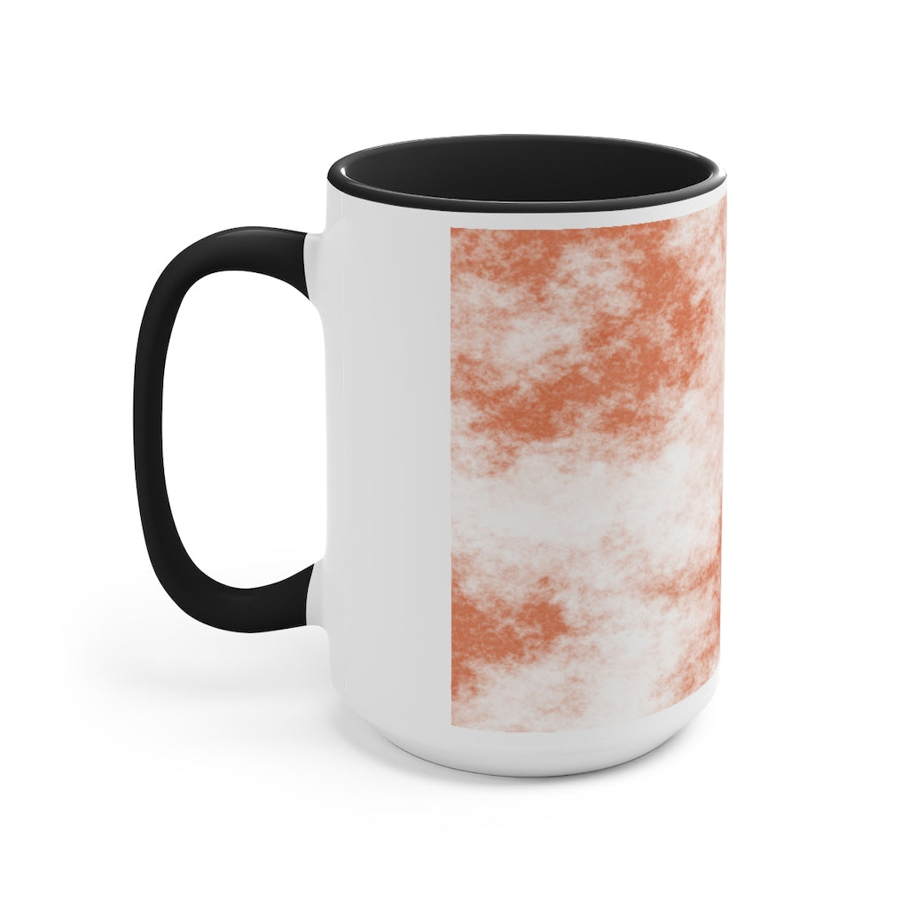 A stylish two-tone Orange Clouds Accent Mug featuring a white exterior with a colored interior and handle, perfect for enjoying beverages.