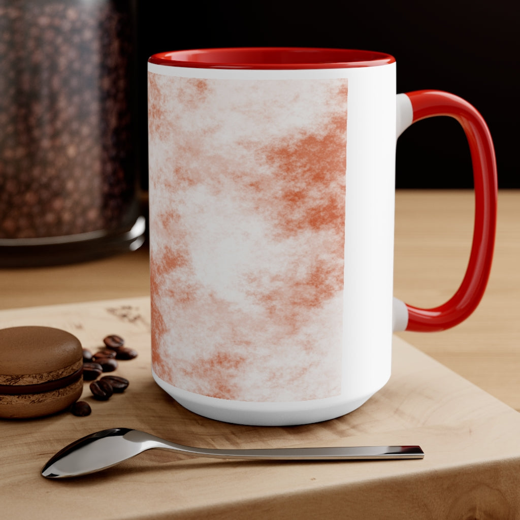 A stylish two-tone Orange Clouds Accent Mug featuring a white exterior with a colored interior and handle, perfect for enjoying beverages.