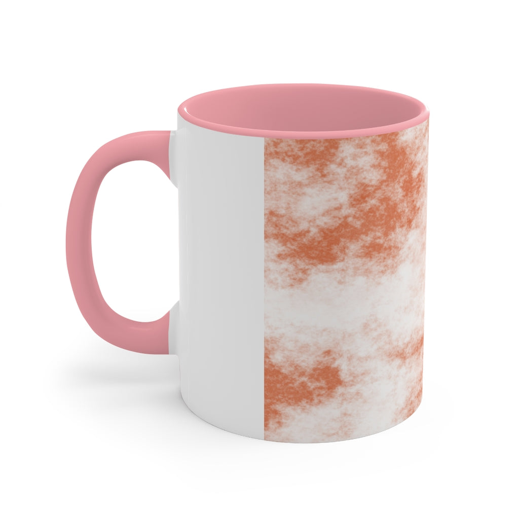 A stylish two-tone Orange Clouds Accent Mug featuring a white exterior with a colored interior and handle, perfect for enjoying beverages.