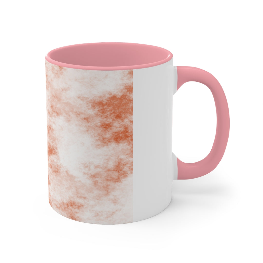 A stylish two-tone Orange Clouds Accent Mug featuring a white exterior with a colored interior and handle, perfect for enjoying beverages.