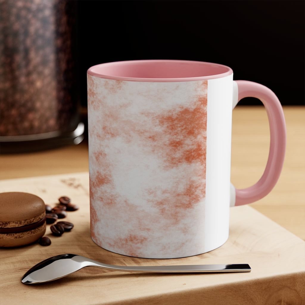 A stylish two-tone Orange Clouds Accent Mug featuring a white exterior with a colored interior and handle, perfect for enjoying beverages.