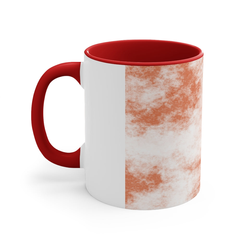 A stylish two-tone Orange Clouds Accent Mug featuring a white exterior with a colored interior and handle, perfect for enjoying beverages.