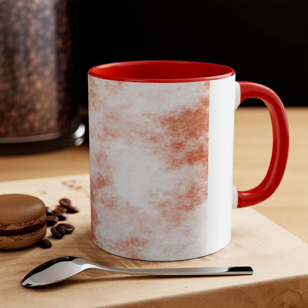 A stylish two-tone Orange Clouds Accent Mug featuring a white exterior with a colored interior and handle, perfect for enjoying beverages.