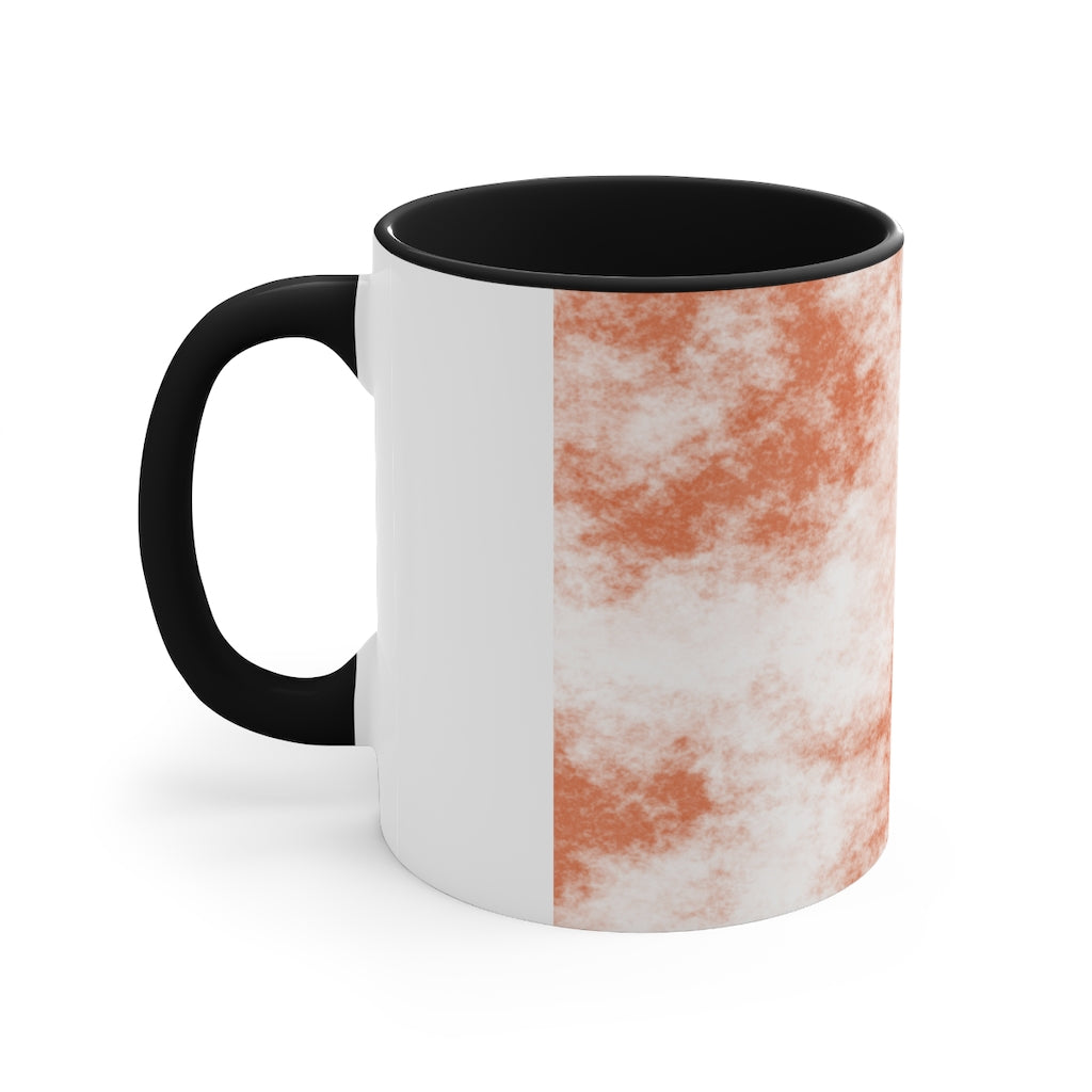 A stylish two-tone Orange Clouds Accent Mug featuring a white exterior with a colored interior and handle, perfect for enjoying beverages.