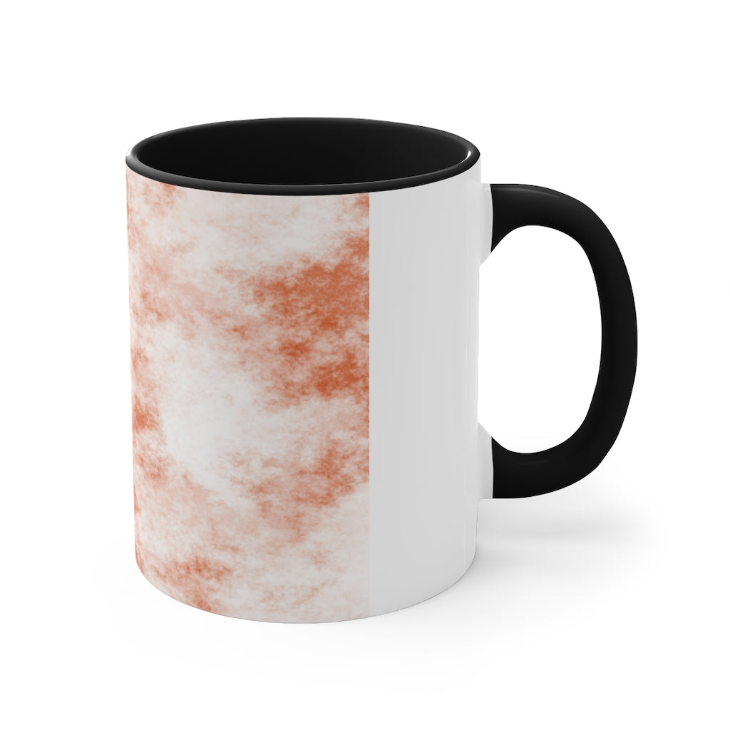 A stylish two-tone Orange Clouds Accent Mug featuring a white exterior with a colored interior and handle, perfect for enjoying beverages.