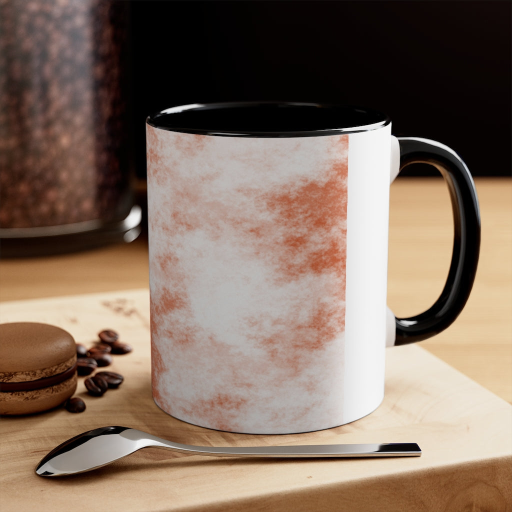 A stylish two-tone Orange Clouds Accent Mug featuring a white exterior with a colored interior and handle, perfect for enjoying beverages.