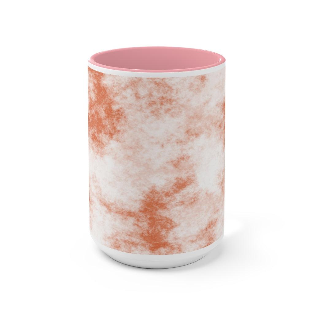 A stylish two-tone Orange Clouds Accent Mug featuring a white exterior with a colored interior and handle, perfect for enjoying beverages.