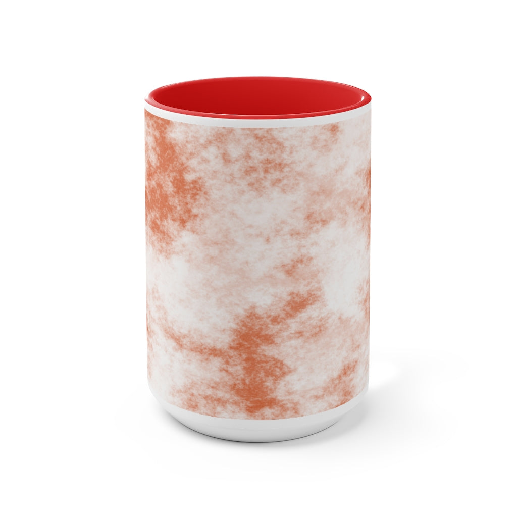 A stylish two-tone Orange Clouds Accent Mug featuring a white exterior with a colored interior and handle, perfect for enjoying beverages.