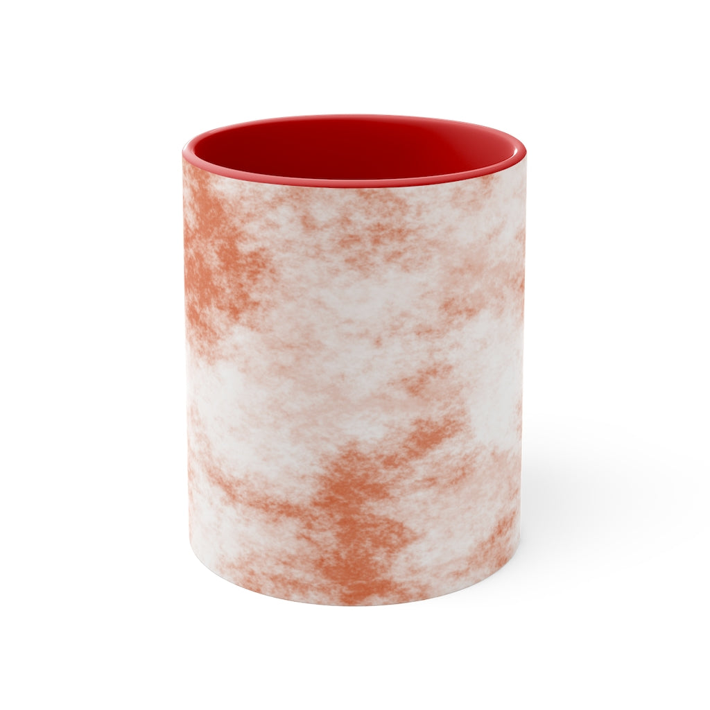 A stylish two-tone Orange Clouds Accent Mug featuring a white exterior with a colored interior and handle, perfect for enjoying beverages.