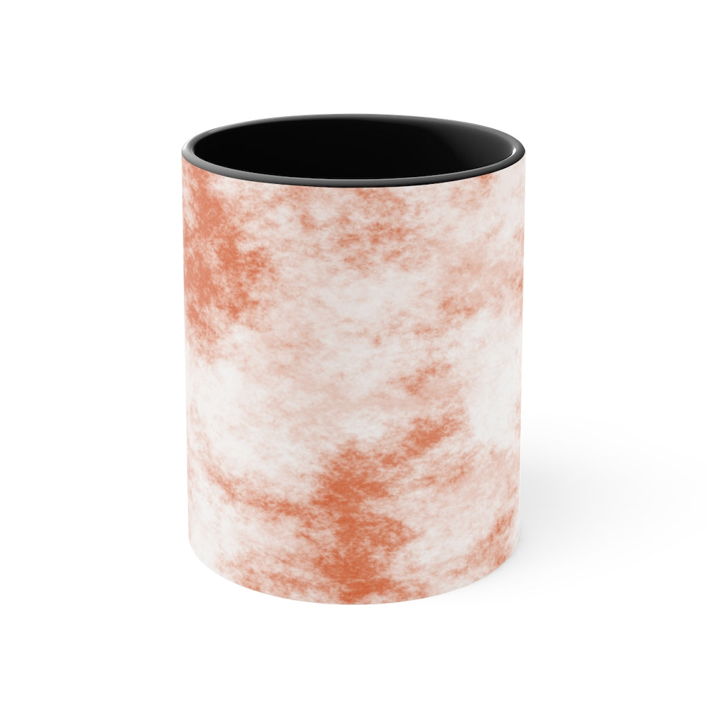 A stylish two-tone Orange Clouds Accent Mug featuring a white exterior with a colored interior and handle, perfect for enjoying beverages.