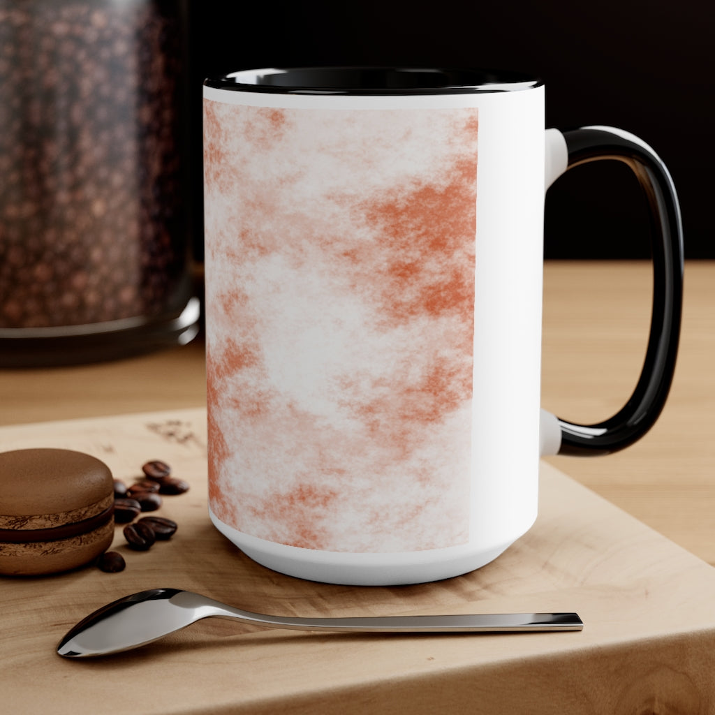 A stylish two-tone Orange Clouds Accent Mug featuring a white exterior with a colored interior and handle, perfect for enjoying beverages.