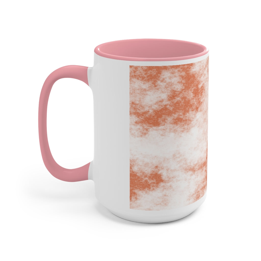 A stylish two-tone Orange Clouds Accent Mug featuring a white exterior with a colored interior and handle, perfect for enjoying beverages.