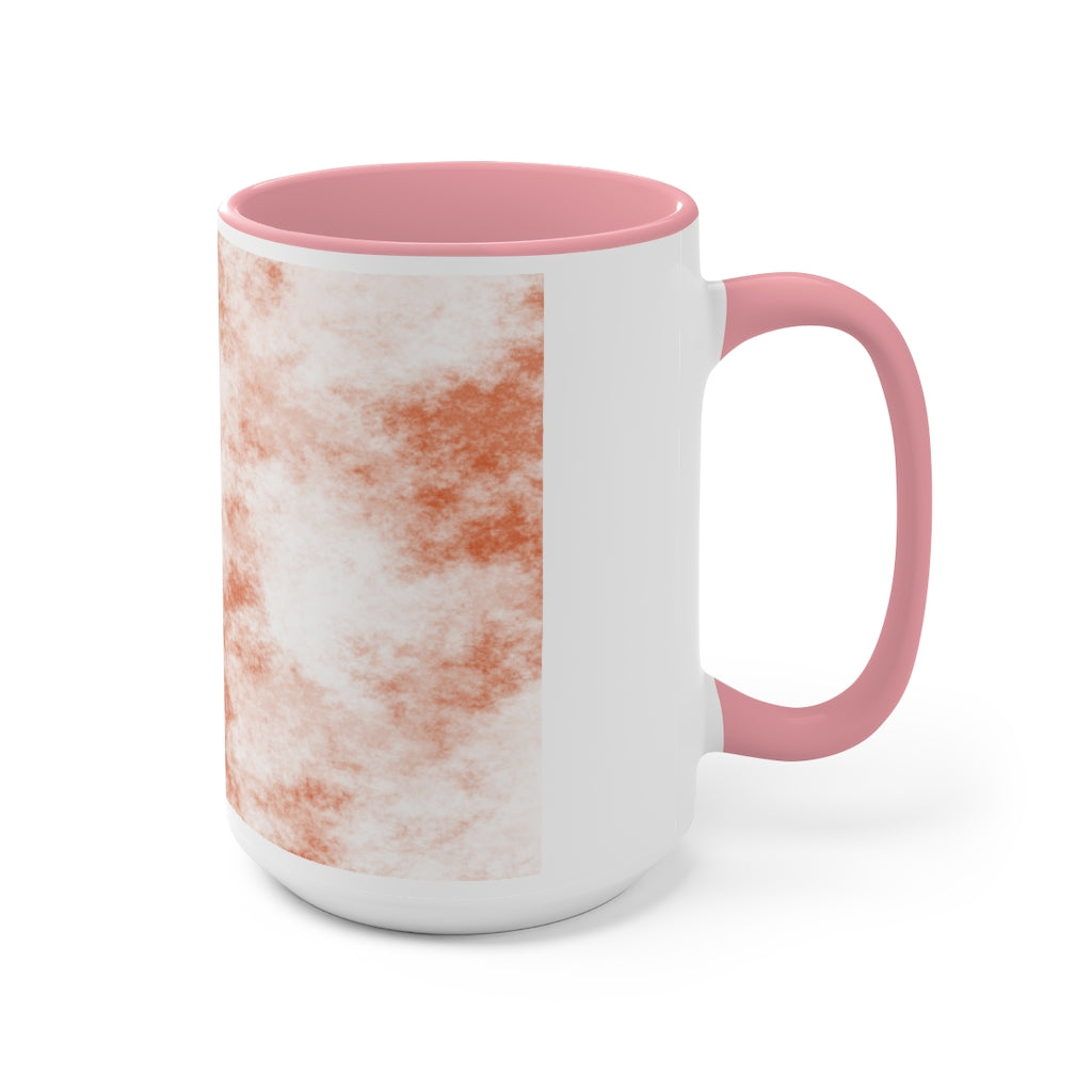 A stylish two-tone Orange Clouds Accent Mug featuring a white exterior with a colored interior and handle, perfect for enjoying beverages.