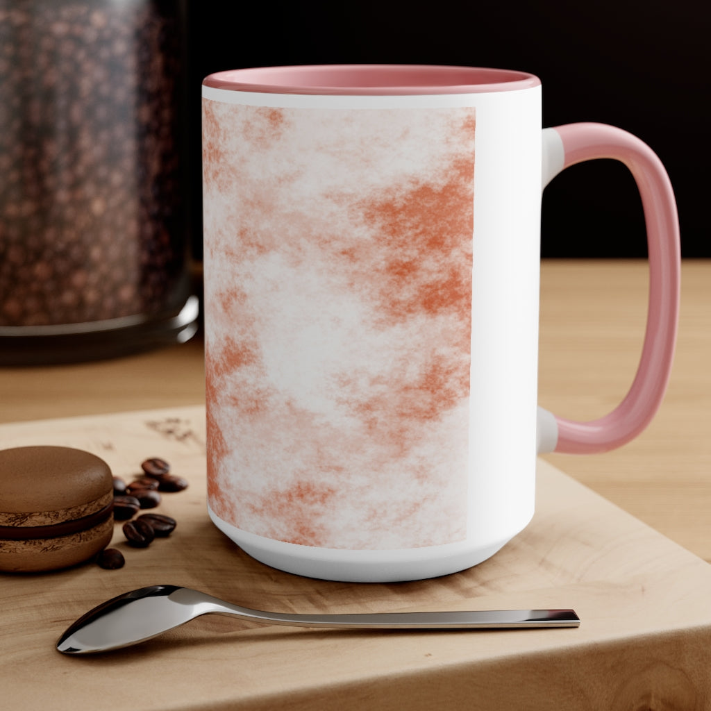 A stylish two-tone Orange Clouds Accent Mug featuring a white exterior with a colored interior and handle, perfect for enjoying beverages.