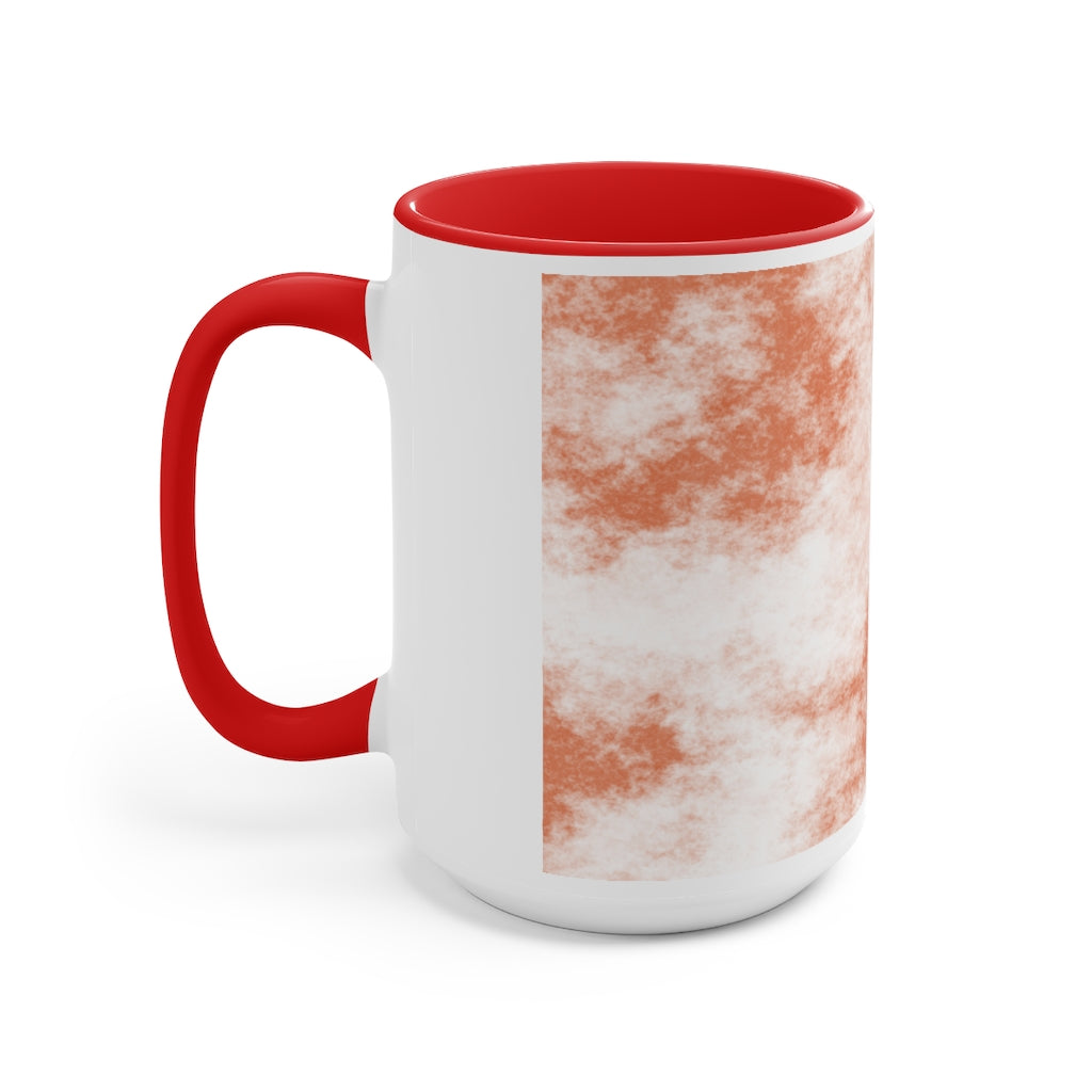 A stylish two-tone Orange Clouds Accent Mug featuring a white exterior with a colored interior and handle, perfect for enjoying beverages.