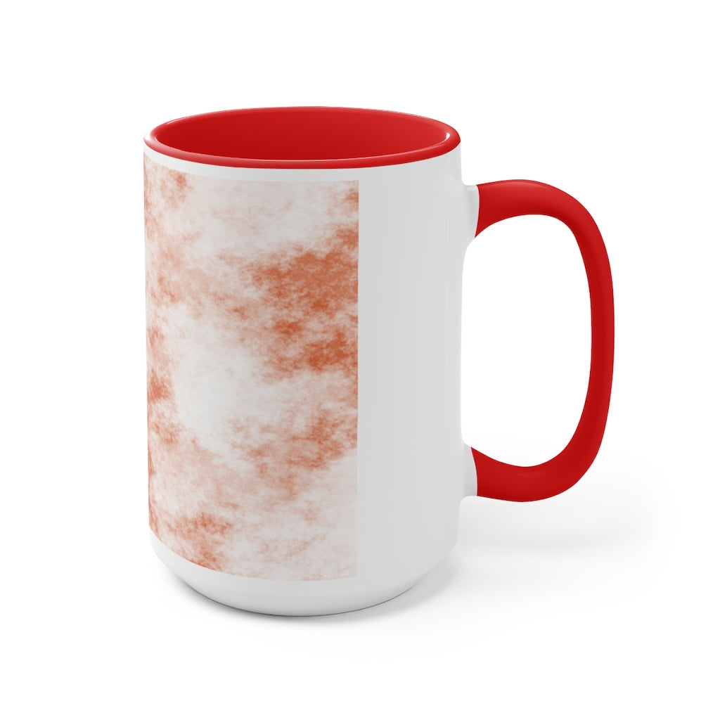 A stylish two-tone Orange Clouds Accent Mug featuring a white exterior with a colored interior and handle, perfect for enjoying beverages.