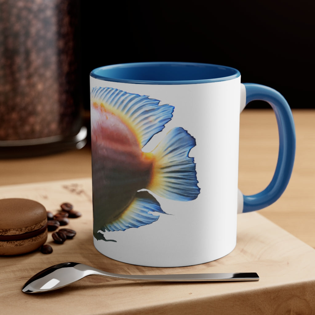 Orange Fish Accent Coffee Mug with a vibrant orange interior and handle, featuring a comfortable C-handle design.