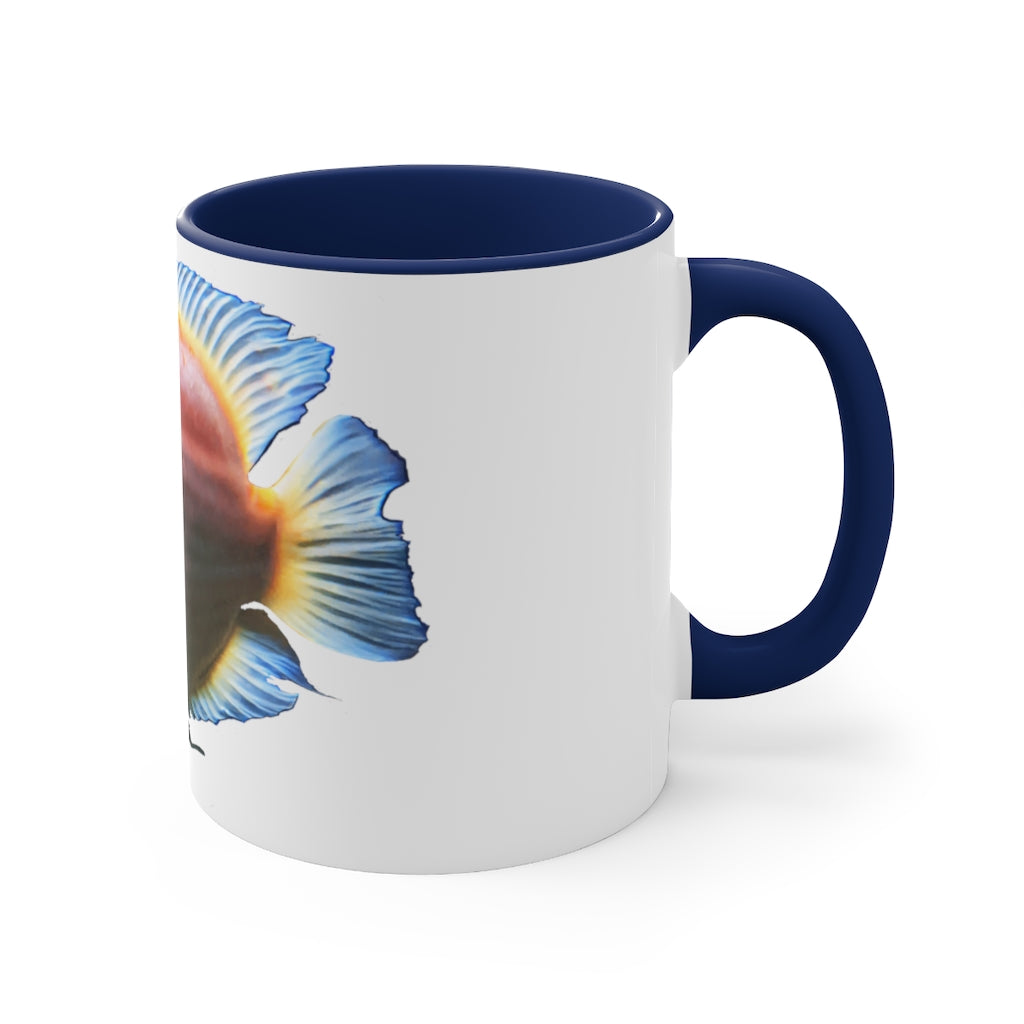 Orange Fish Accent Coffee Mug with a vibrant orange interior and handle, featuring a comfortable C-handle design.