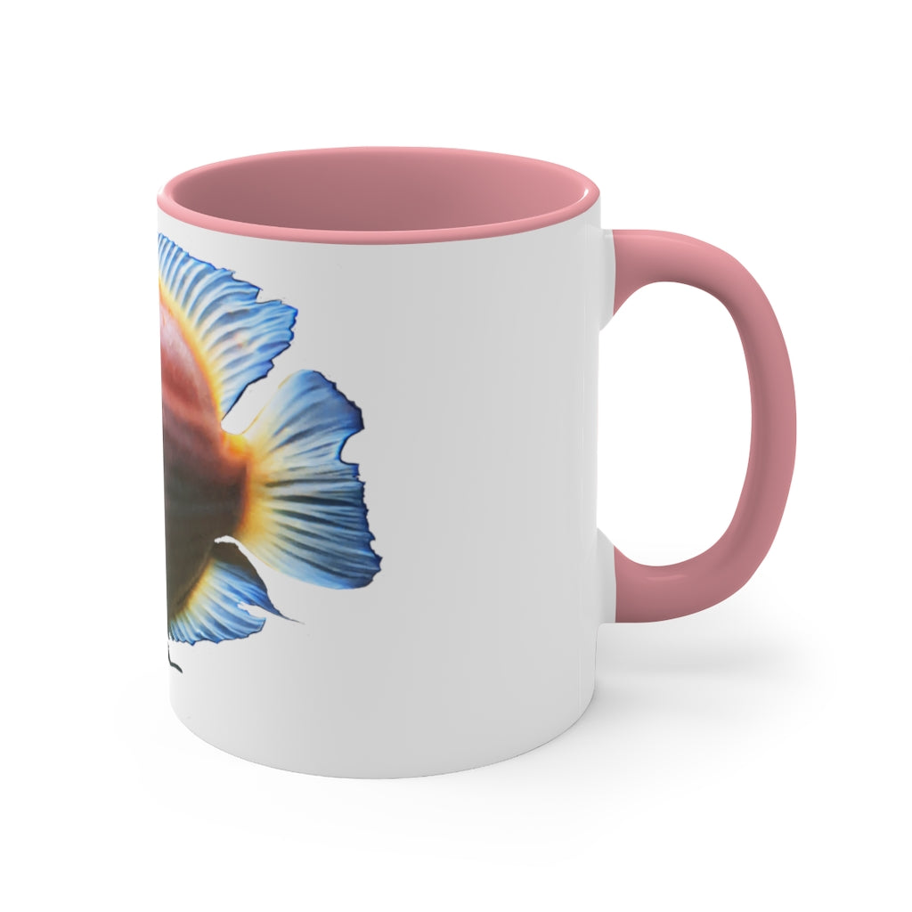 Orange Fish Accent Coffee Mug with a vibrant orange interior and handle, featuring a comfortable C-handle design.